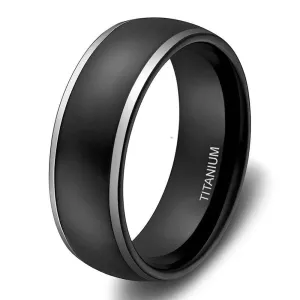 Men's Matte Black Dome Titanium Wedding Band
