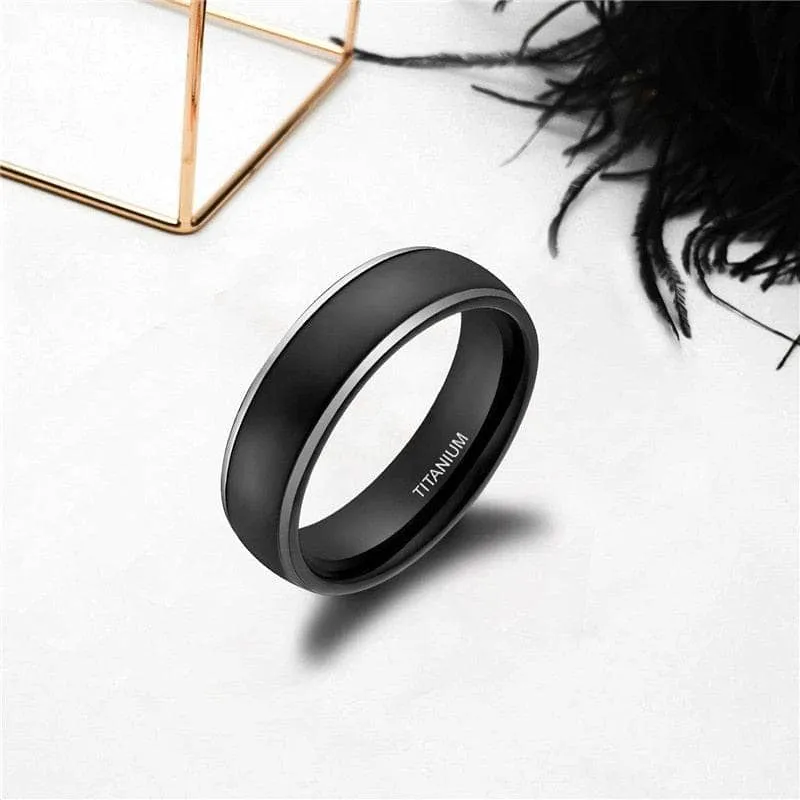 Men's Matte Black Dome Titanium Wedding Band