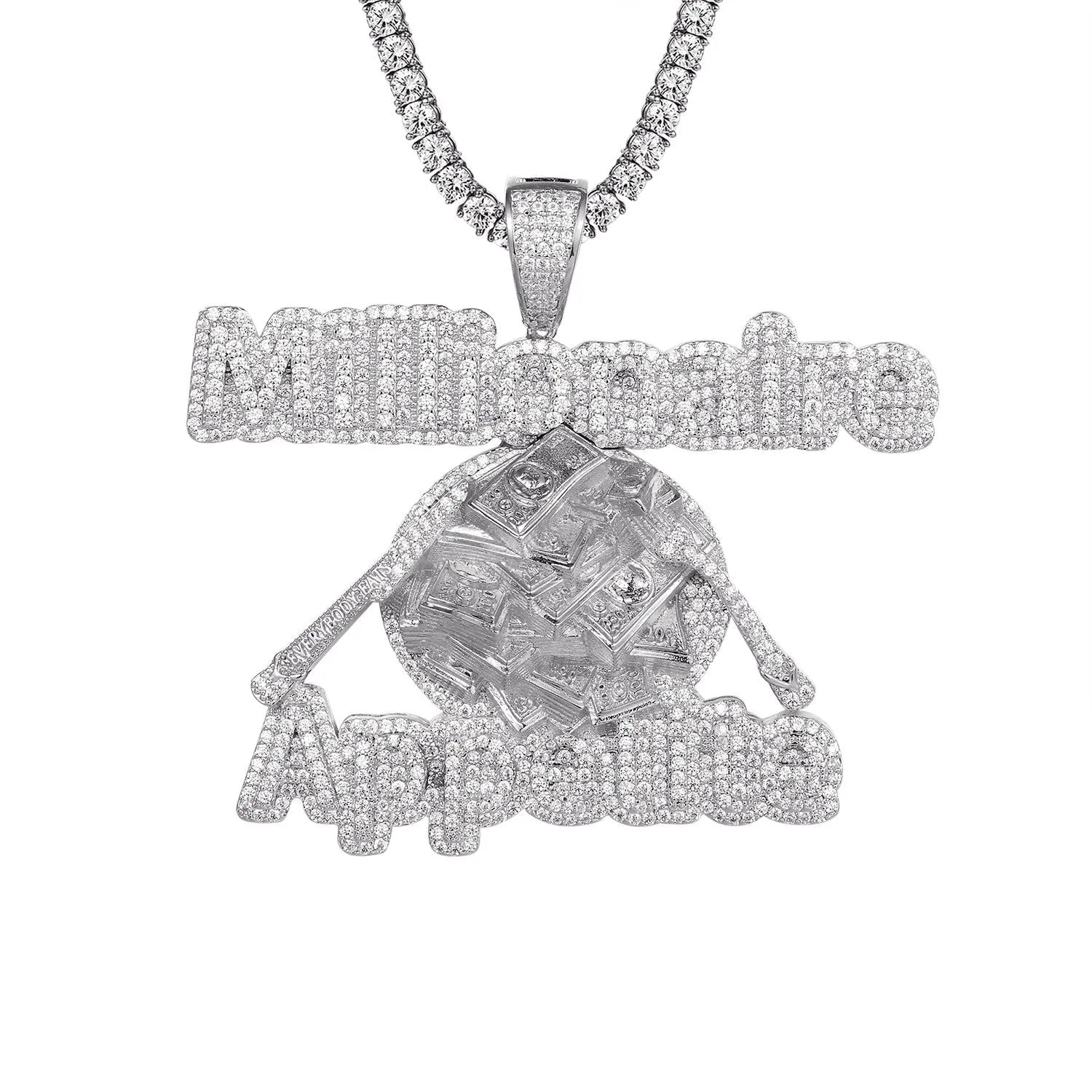 Mens Millionaire Dollar Plate Appetite Custom Designer Pendant Chain
