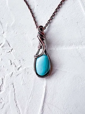 Mini Copper Pendants Turquoise Lab Made