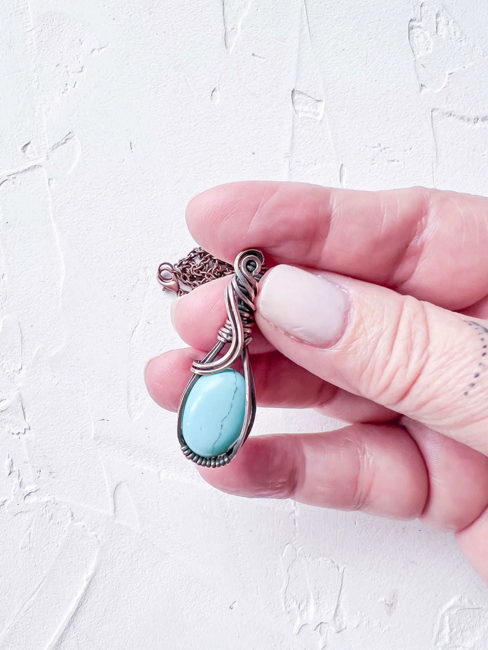Mini Copper Pendants Turquoise Lab Made