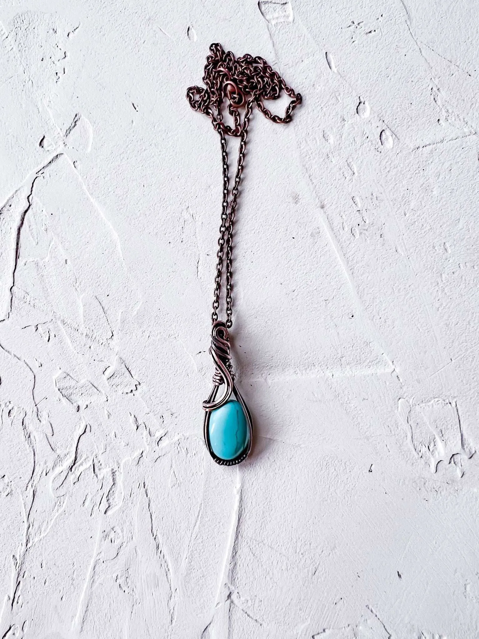 Mini Copper Pendants Turquoise Lab Made