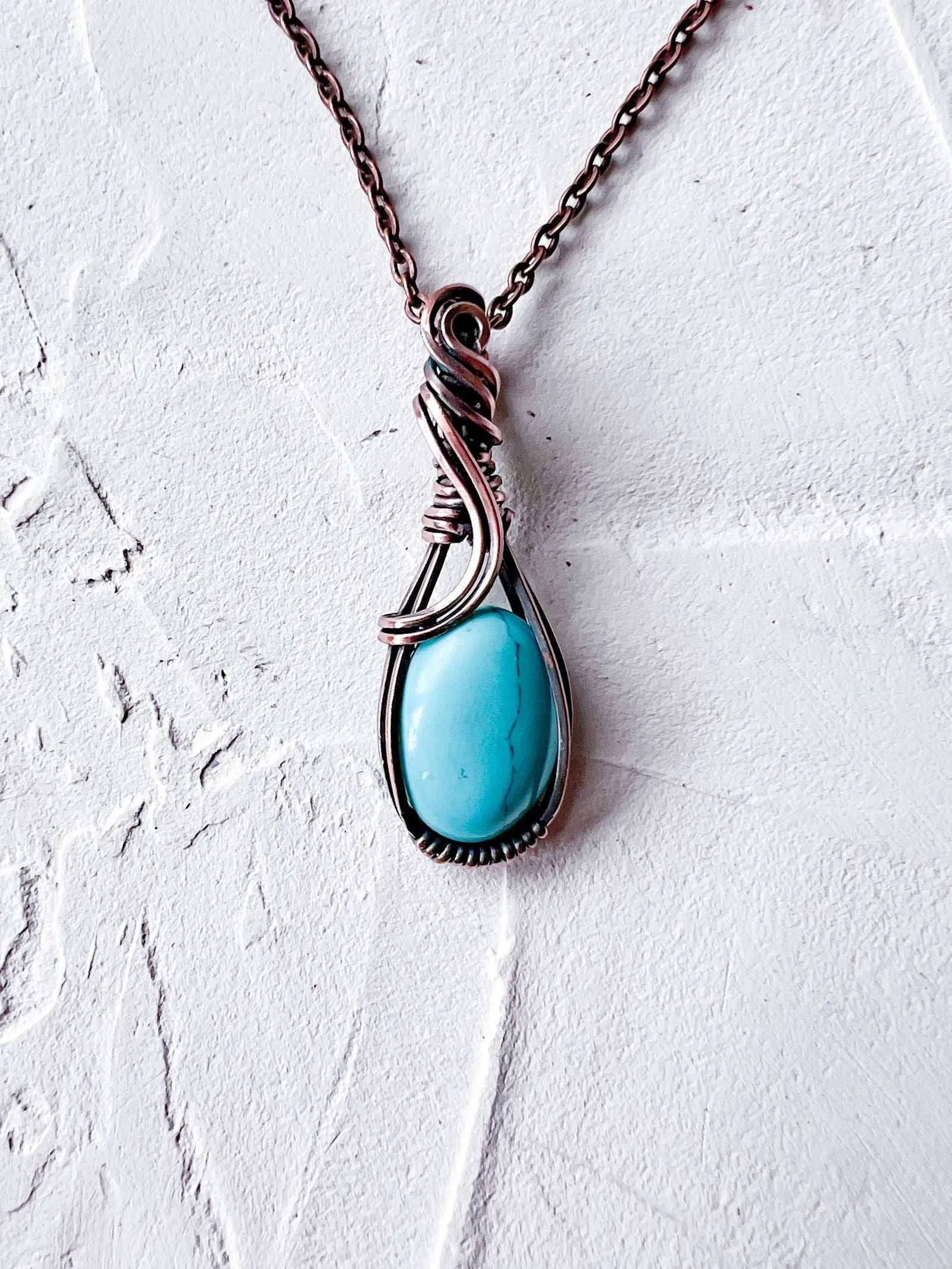 Mini Copper Pendants Turquoise Lab Made
