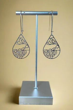 Moon Ocean Earrings - Silver