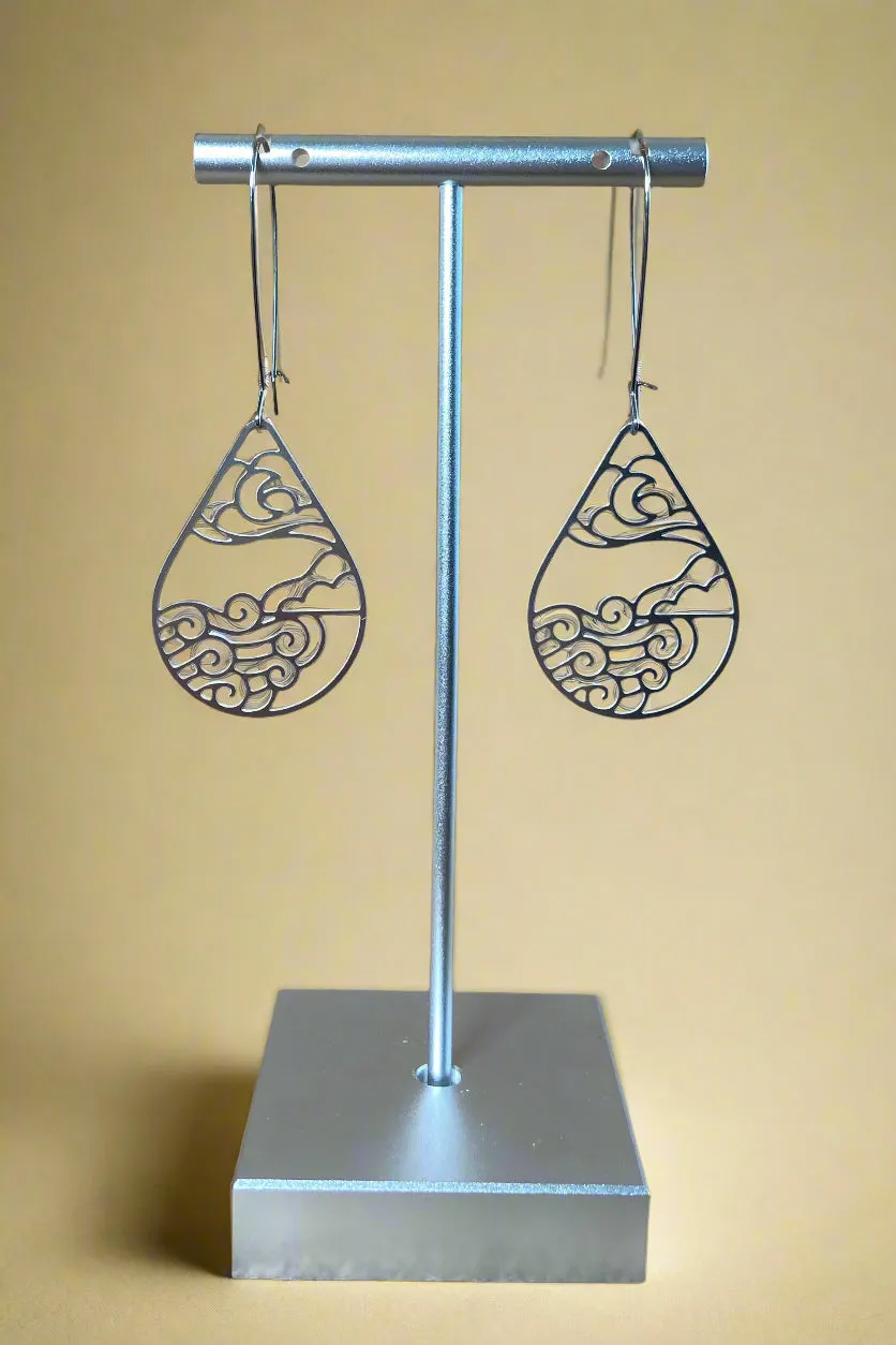 Moon Ocean Earrings - Silver