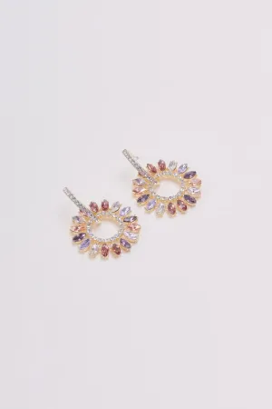 Multi Coloured Stone Hoop Earrings