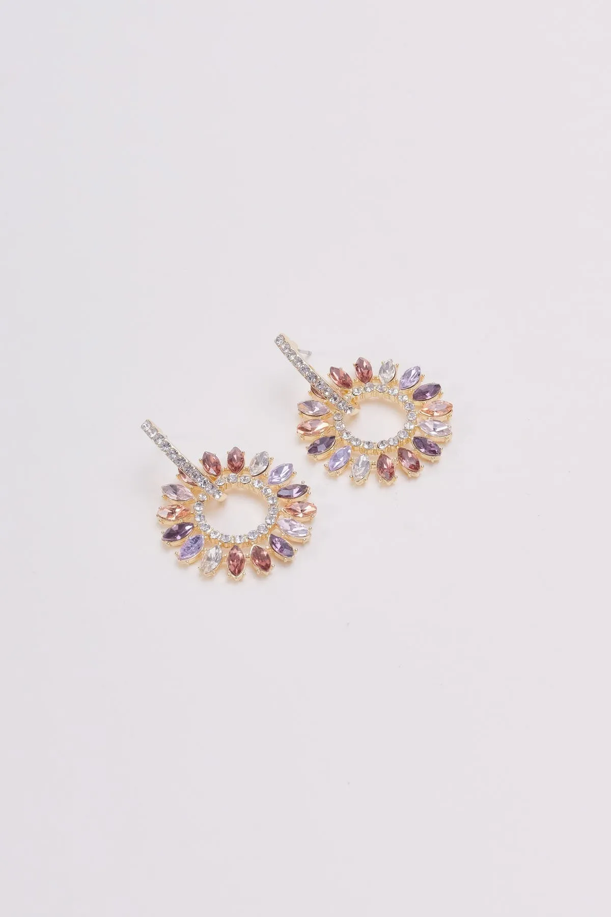 Multi Coloured Stone Hoop Earrings