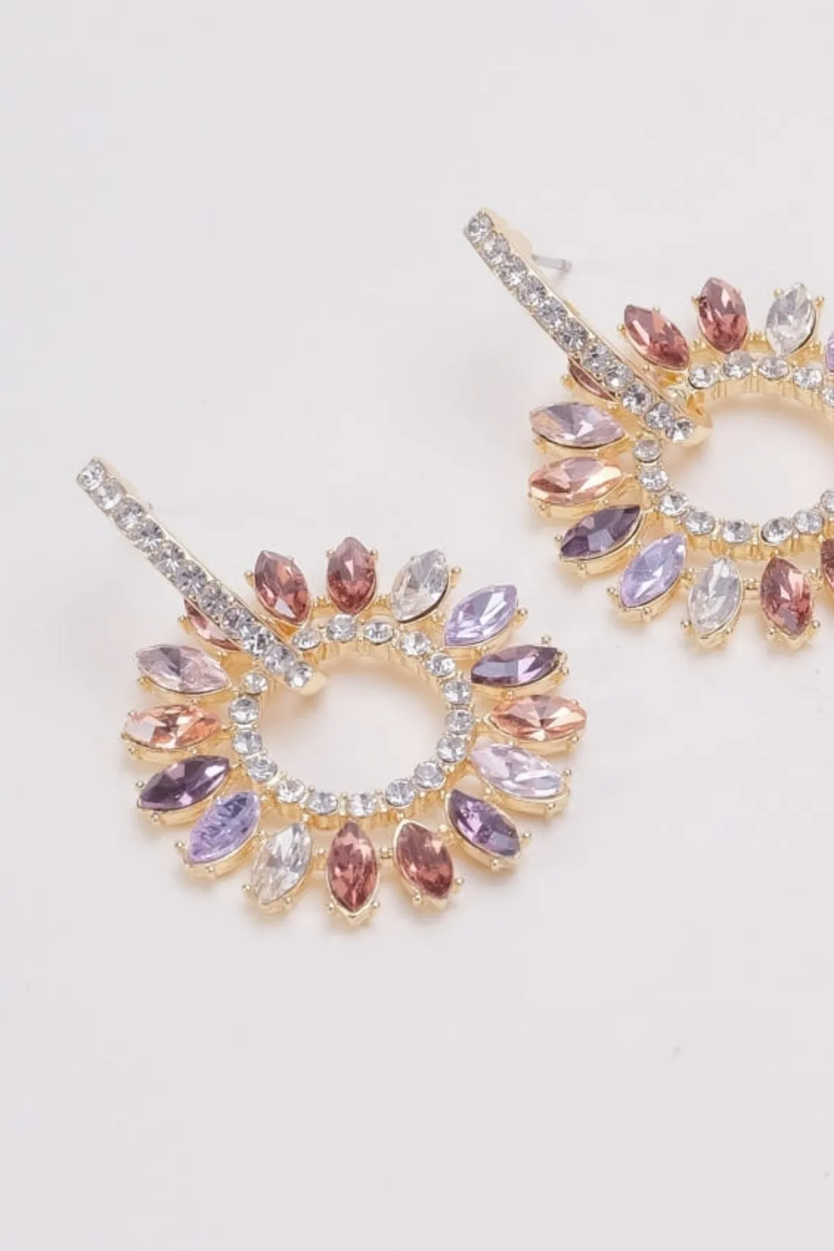 Multi Coloured Stone Hoop Earrings