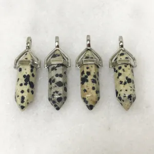 Natural Dalmation Jasper Hexagonal Bullet Pointed Pendant
