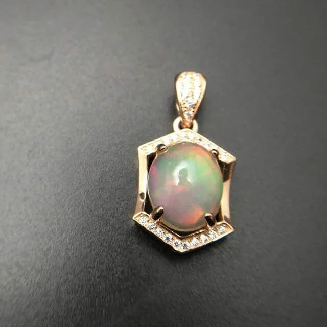 Natural Ethiopian Opal Pendant - 925 Sterling Silver