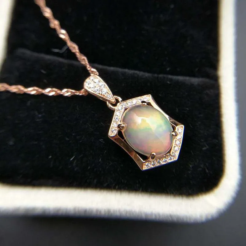 Natural Ethiopian Opal Pendant - 925 Sterling Silver