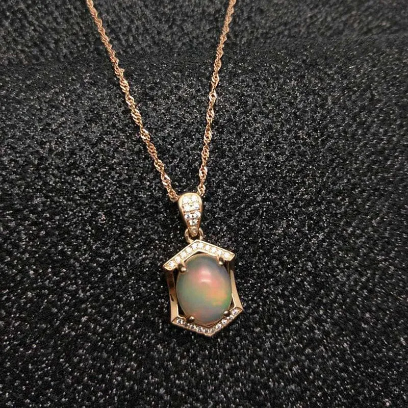 Natural Ethiopian Opal Pendant - 925 Sterling Silver