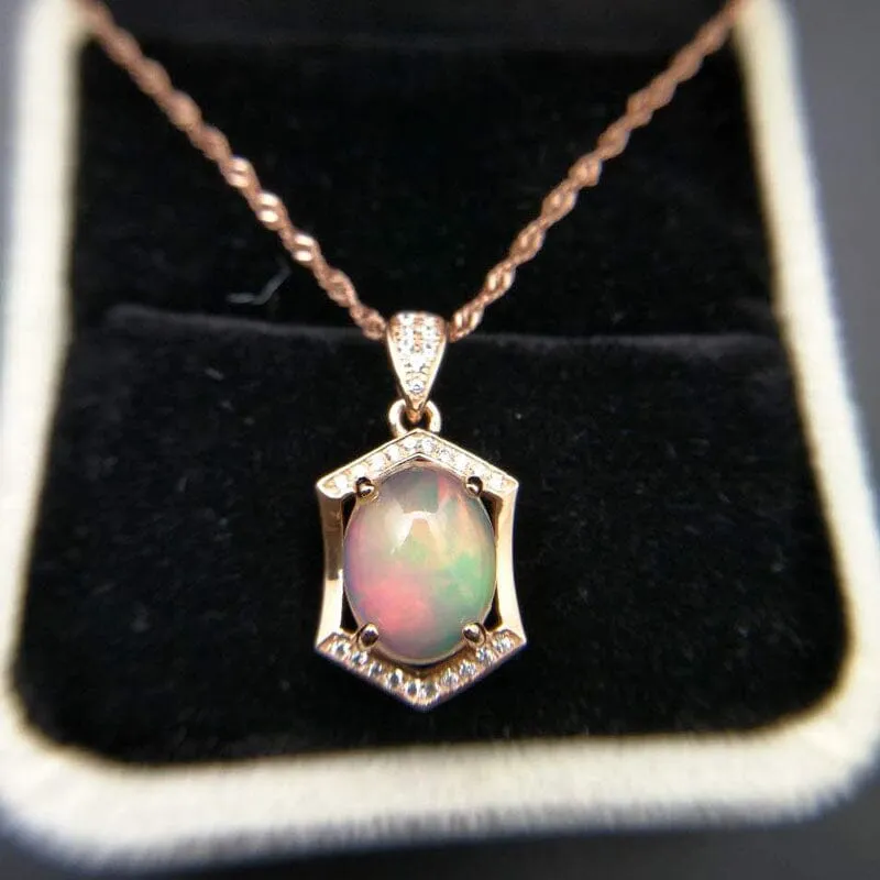 Natural Ethiopian Opal Pendant - 925 Sterling Silver