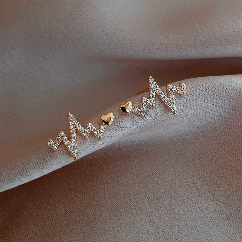 new creative heartbeat stud Earrings