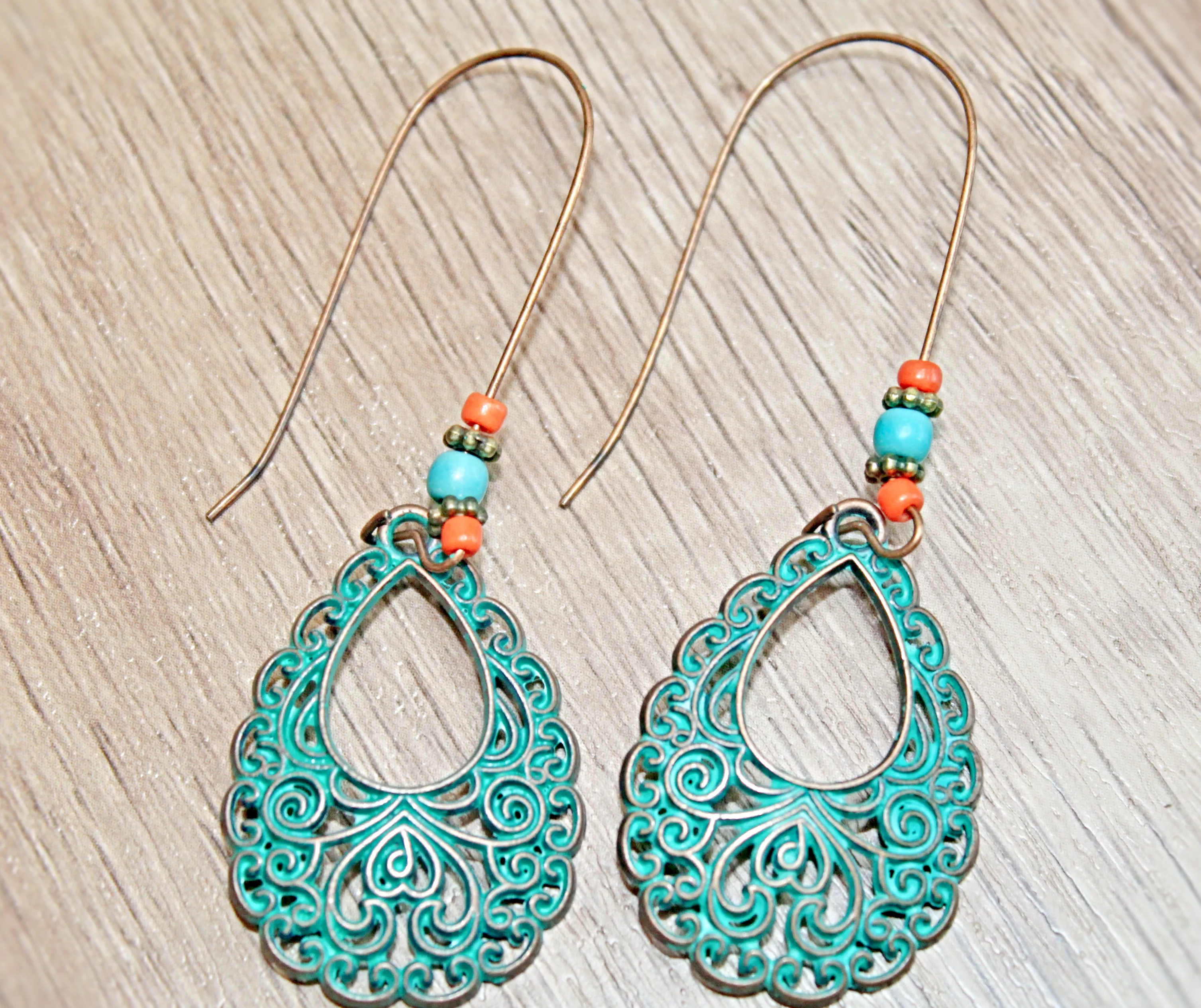 Patina Inspired Teardrop Earrings