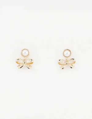 Pearl Stud Bow Earrings