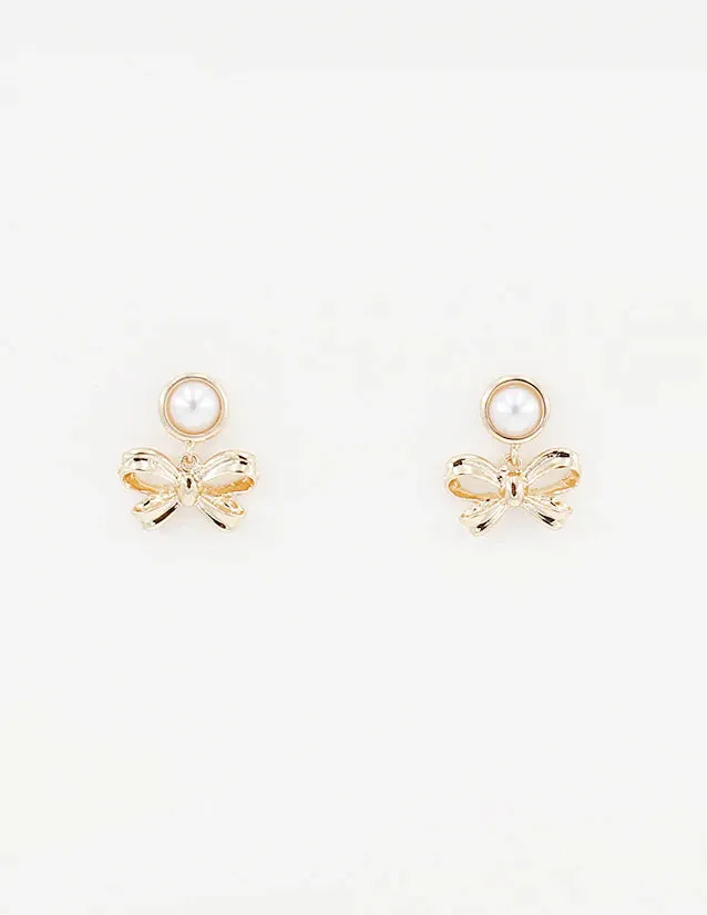 Pearl Stud Bow Earrings