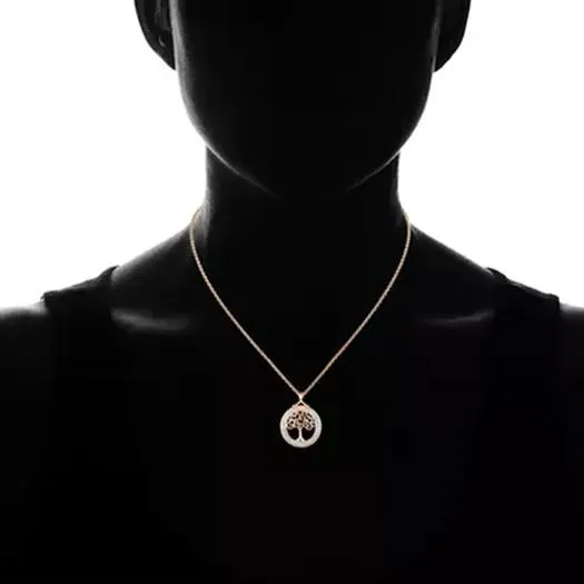 Peermont Tree of Life Necklace in White Fire Opal and Rose Gold Plating