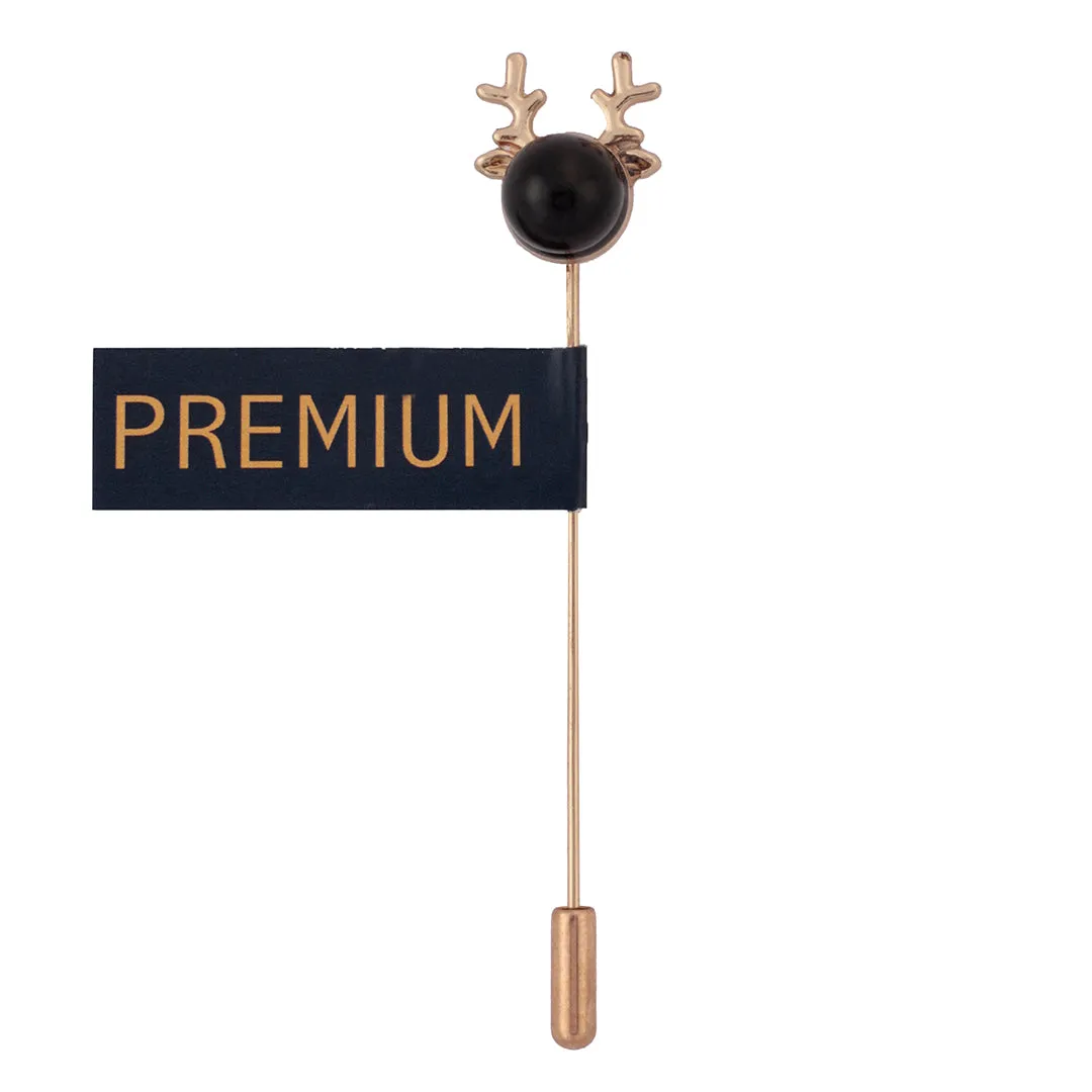 Peluche Nifty Antlers Golden & Black Colored Brooch/Lapel Pin for Men