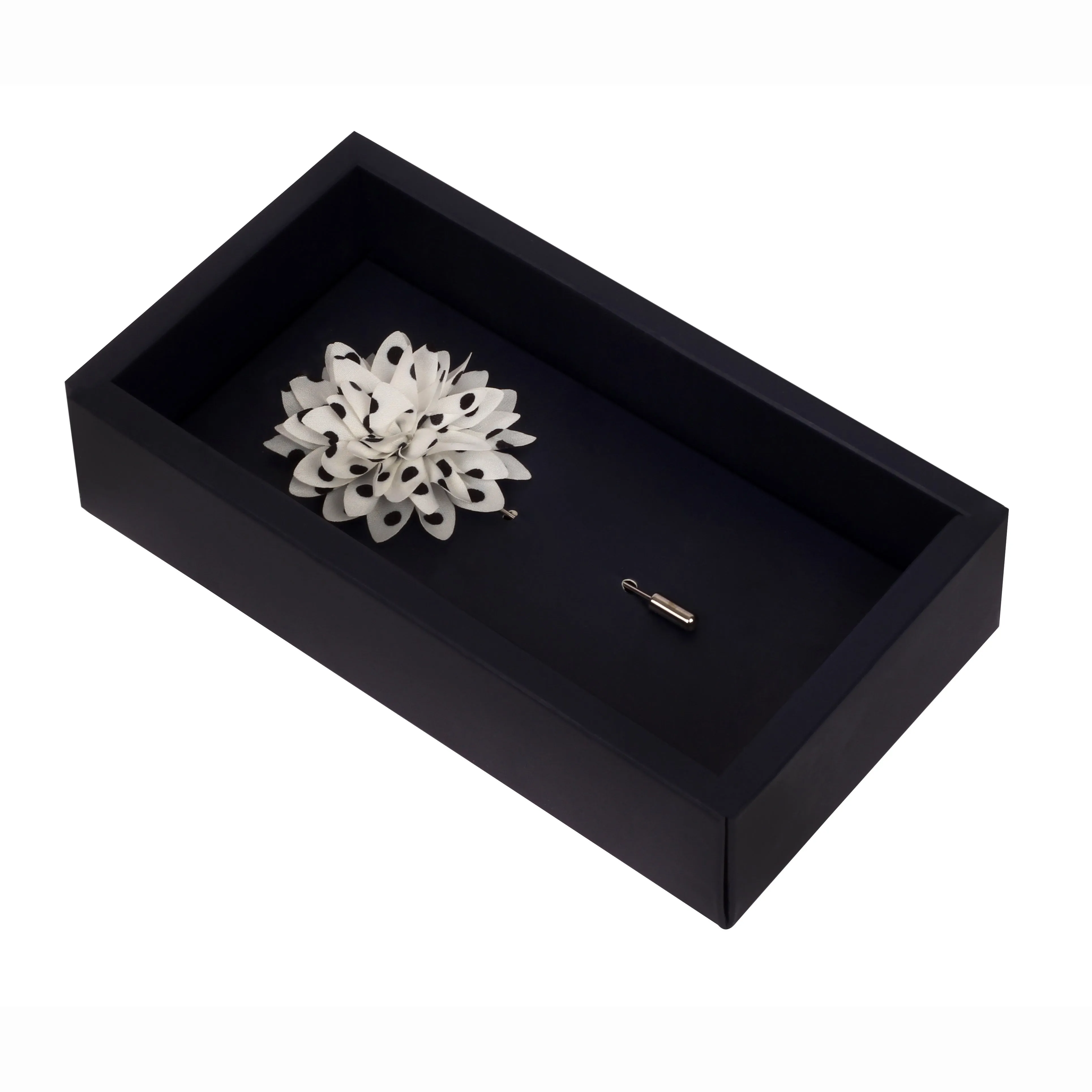 Peluche Polka Petals White, Black Brooch Lapel Pin