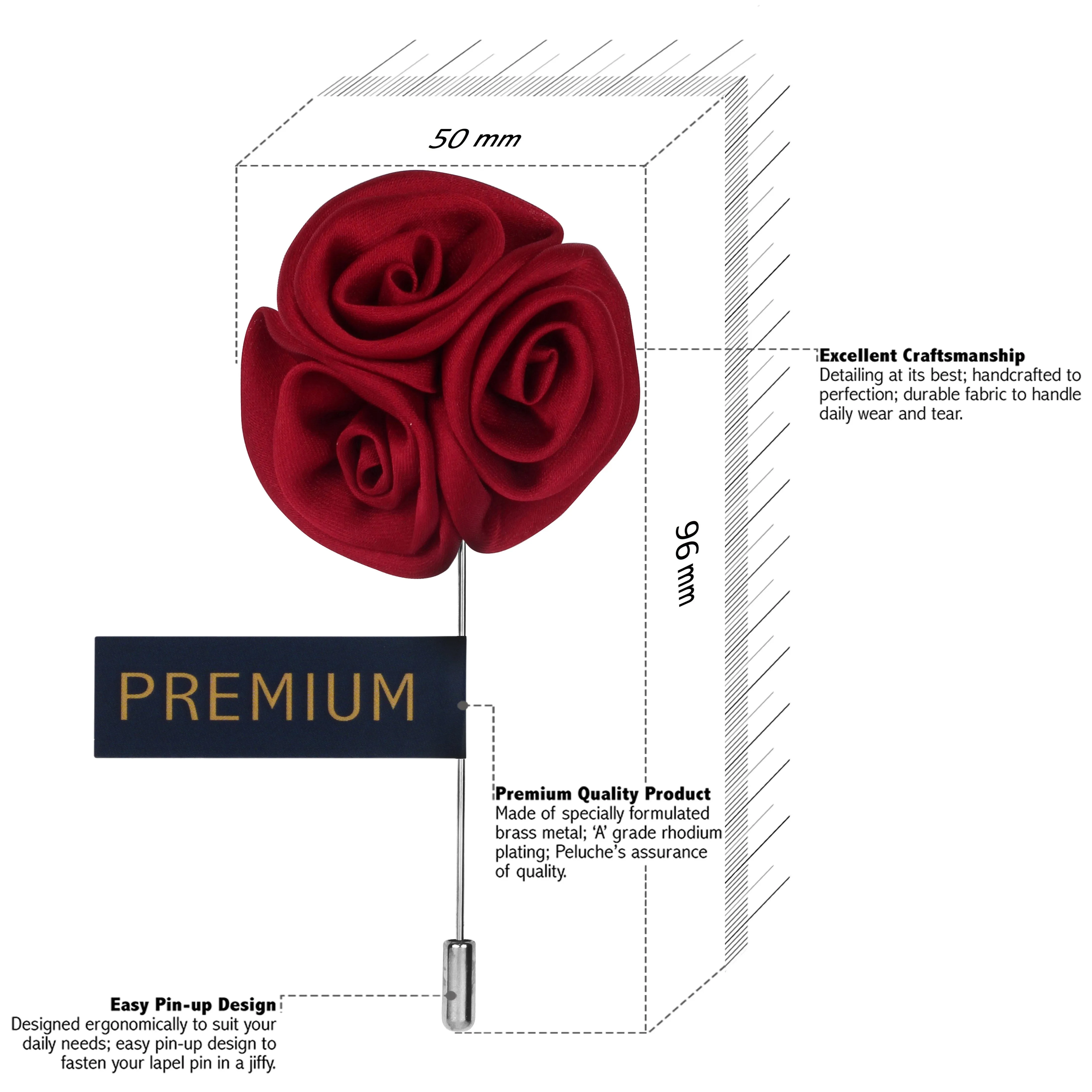 Peluche Ranunculus Flower Maroon Brooch Lapel Pin