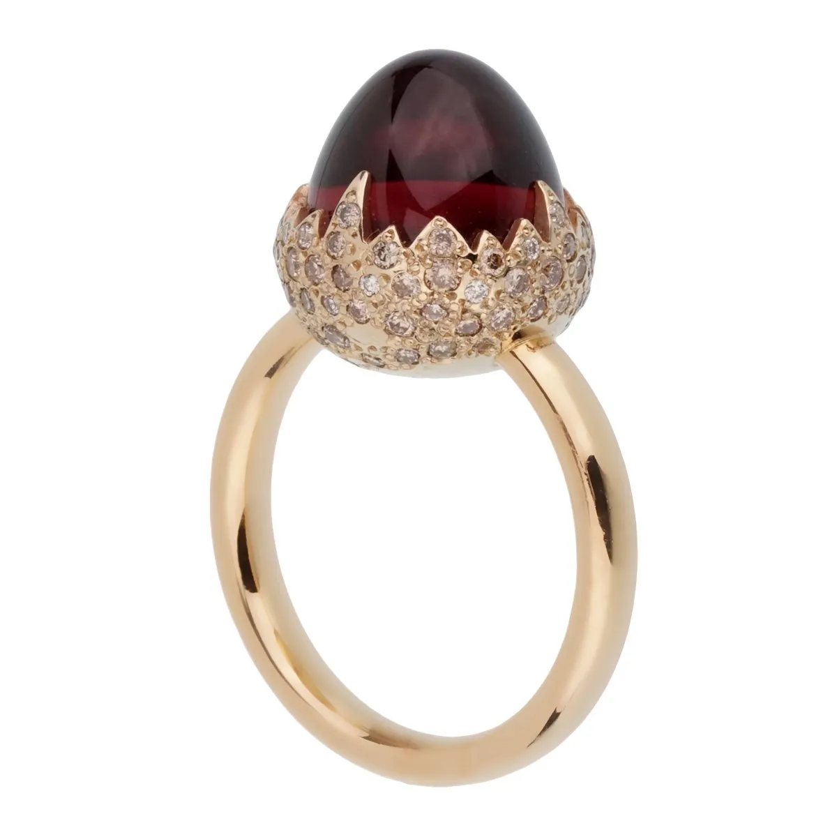 Pomellato  6 Carat Garnet Diamond Rose Gold Ring Sz 5 1/4