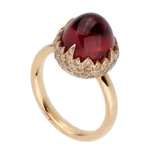 Pomellato  6 Carat Garnet Diamond Rose Gold Ring Sz 5 1/4