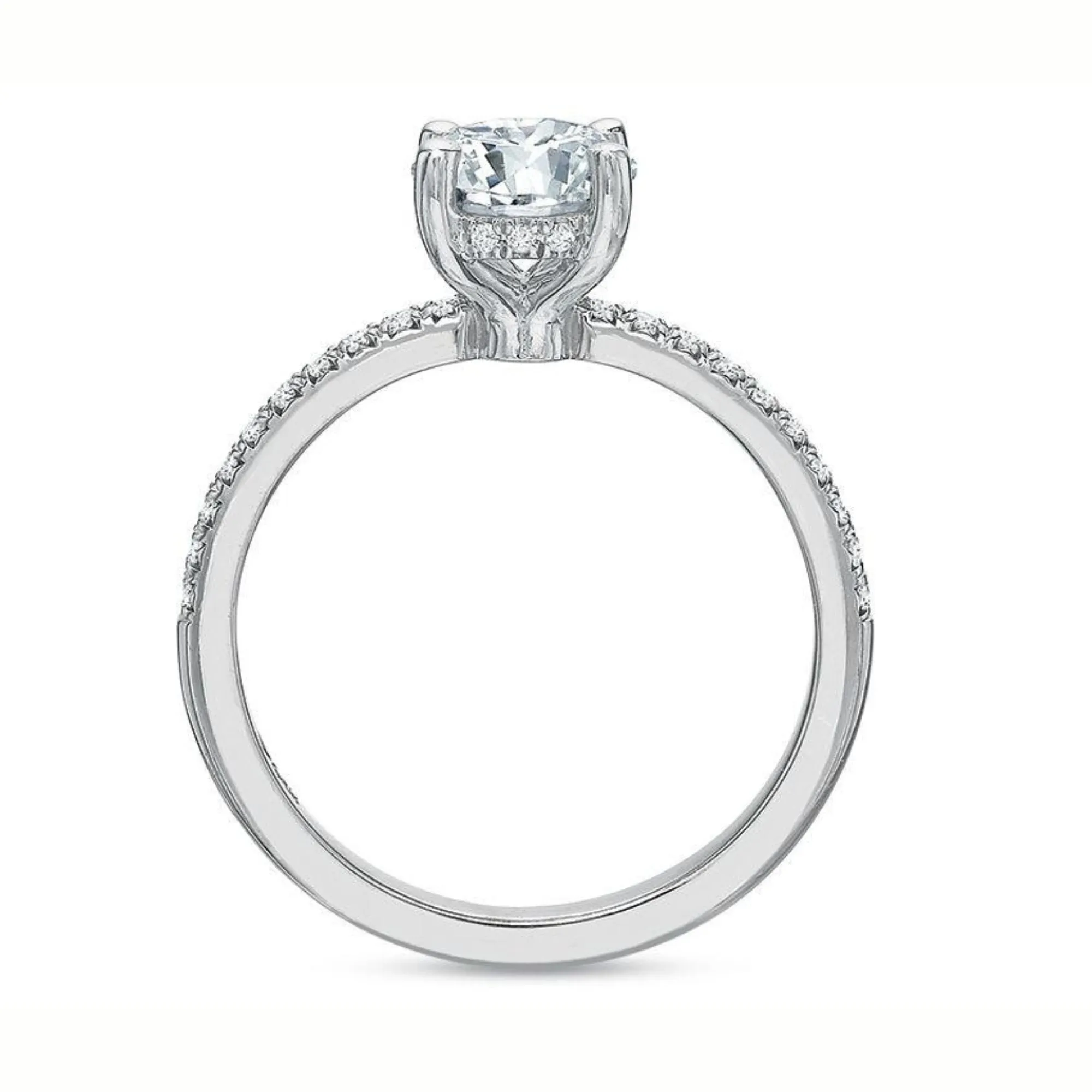 Precision Set 18K White Gold Bead-Set Round Brilliant Diamond Semi-Mount Engagement Ring, 0.29ct (Setting Only)