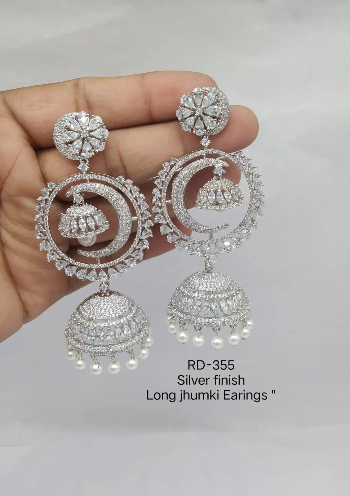 Radiant Charisma: American Diamond Jhumka Earrings for Timeless Glamour