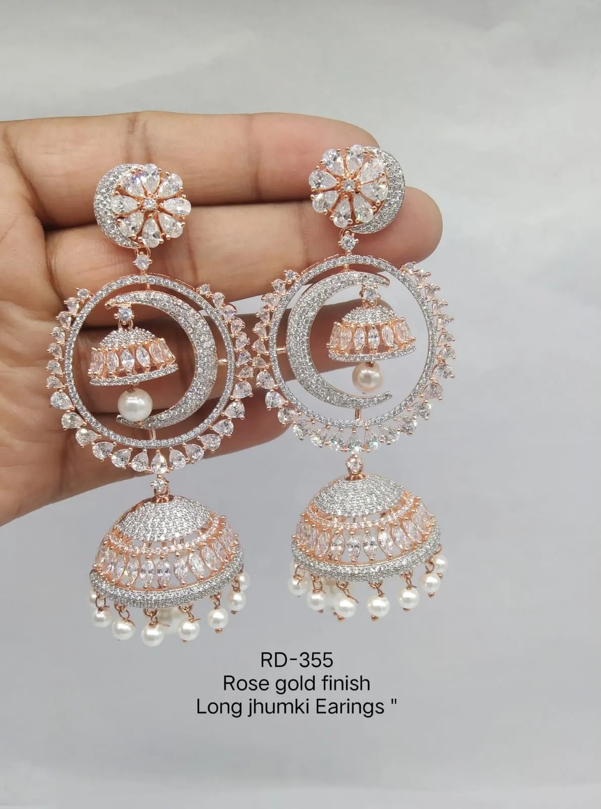 Radiant Charisma: American Diamond Jhumka Earrings for Timeless Glamour