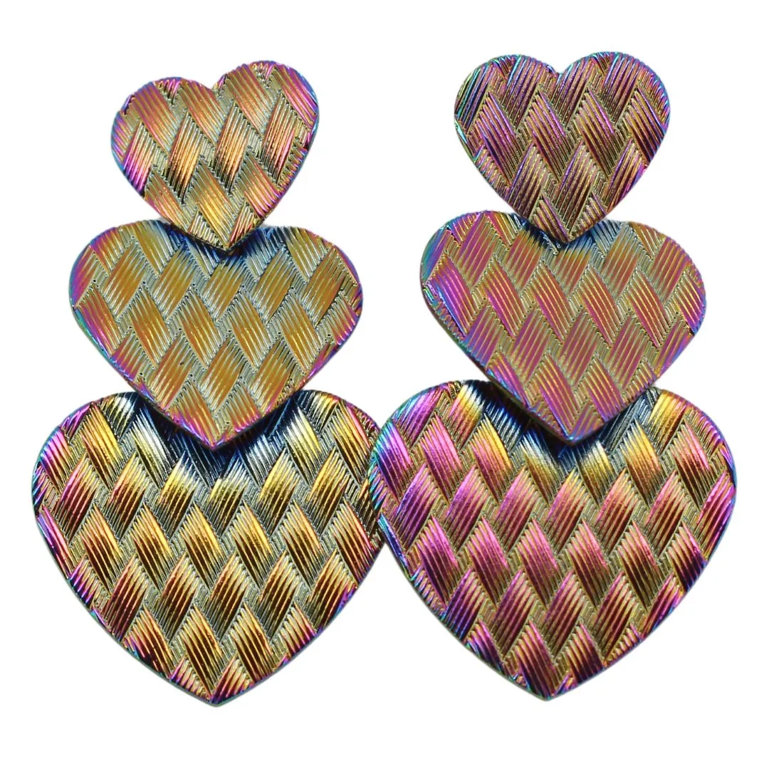 Rainbow Heart Drop Earrings