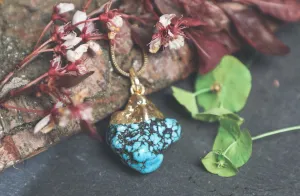 Raw Turquoise Gold Dipped Pendant