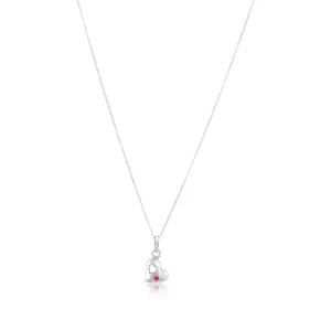 Red Pointed Heart Rhodium Plated Chain Pendants