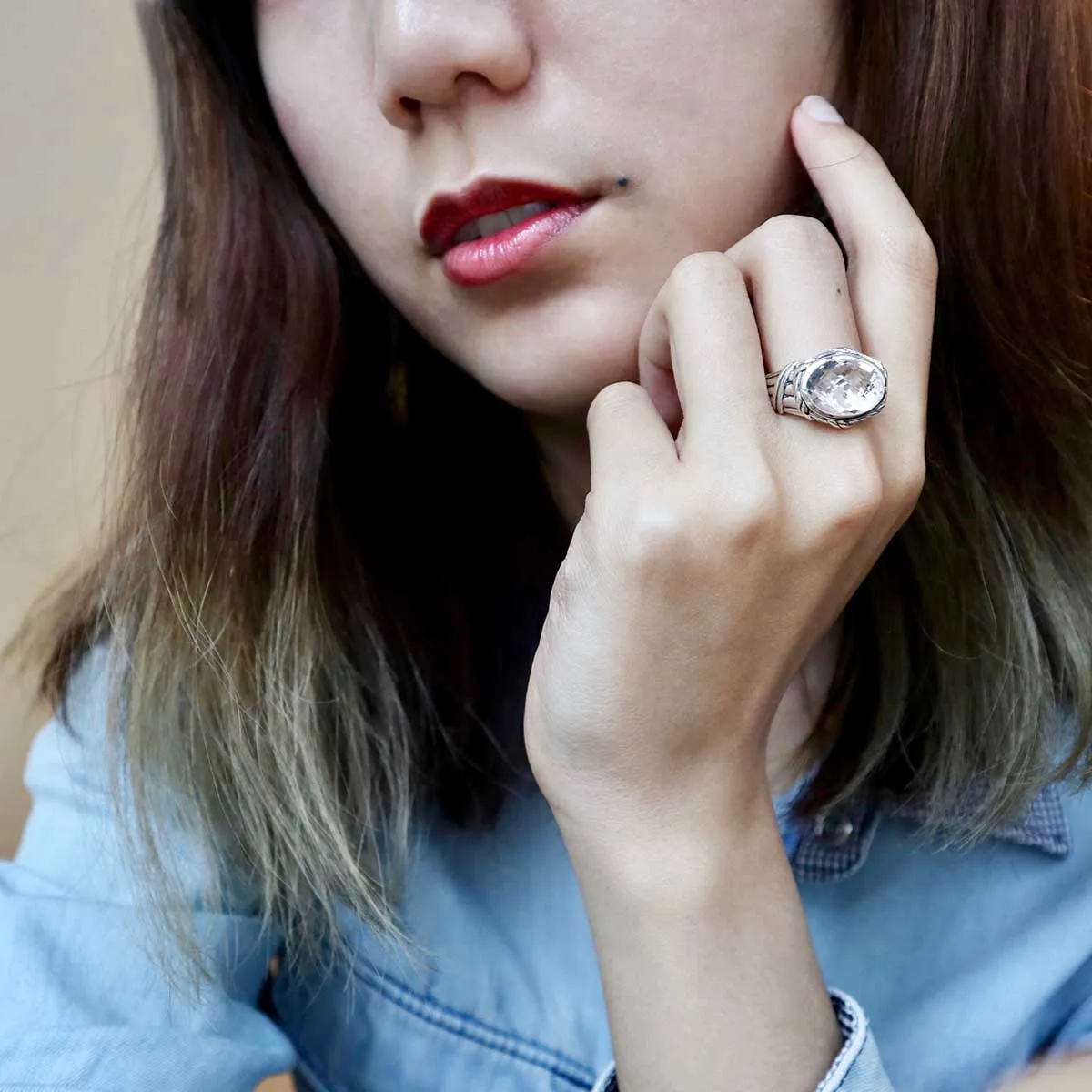 Reflections Statement Ring in sterling silver with rock crystal