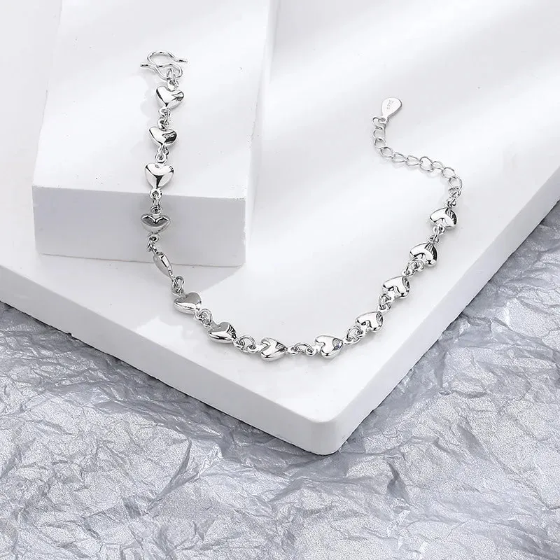 Romance 925 Sterling Silver Double Love Bracelet