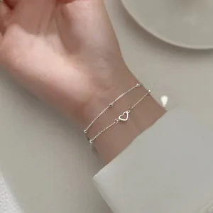 Romance 925 Sterling Silver Double Love Bracelet