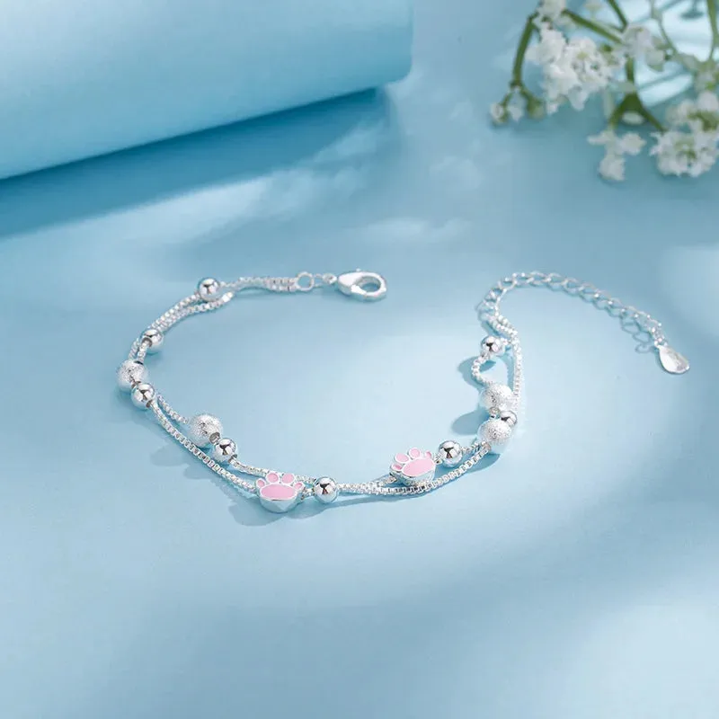 Romance 925 Sterling Silver Double Love Bracelet