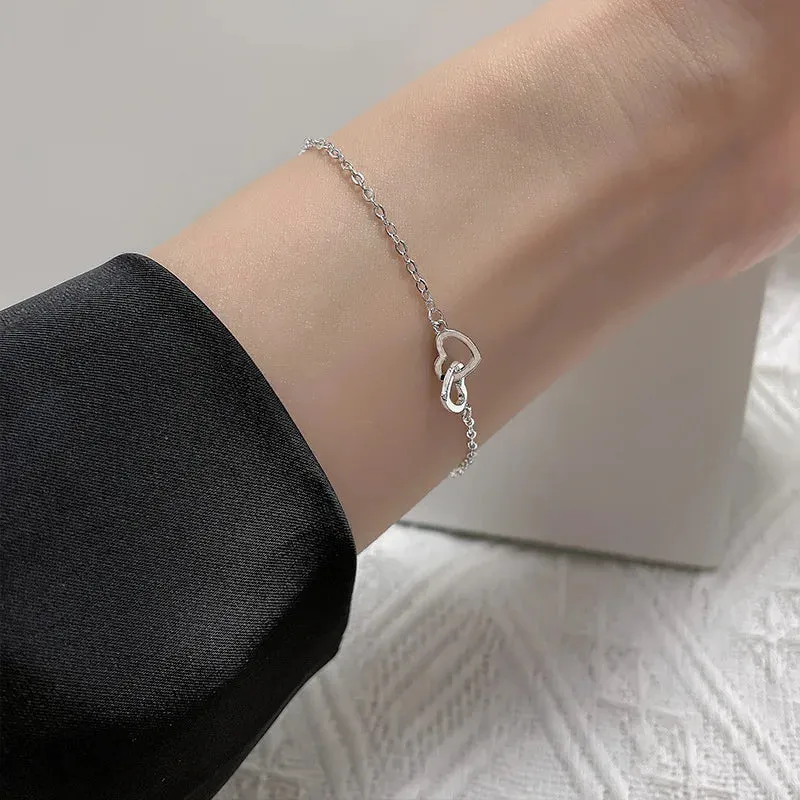 Romance 925 Sterling Silver Double Love Bracelet
