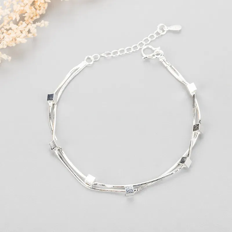 Romance 925 Sterling Silver Double Love Bracelet