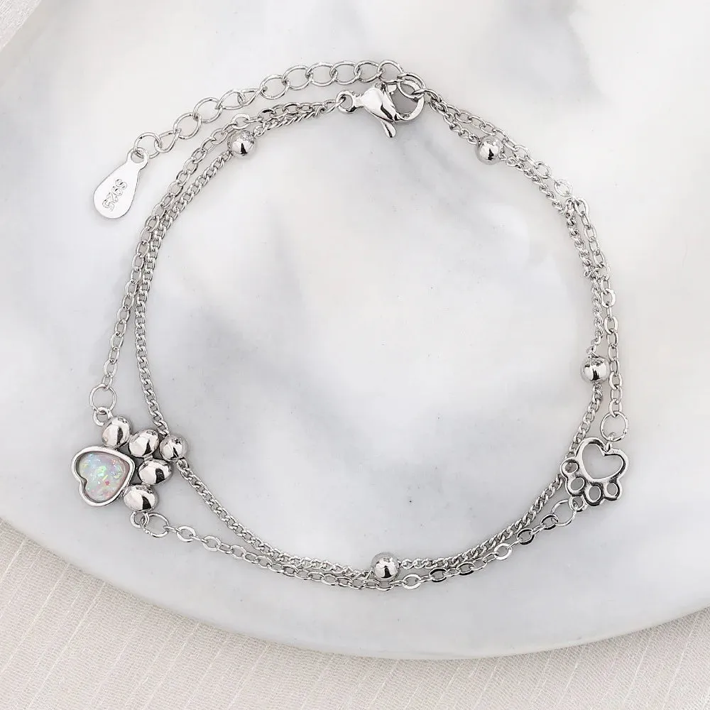 Romance 925 Sterling Silver Double Love Bracelet