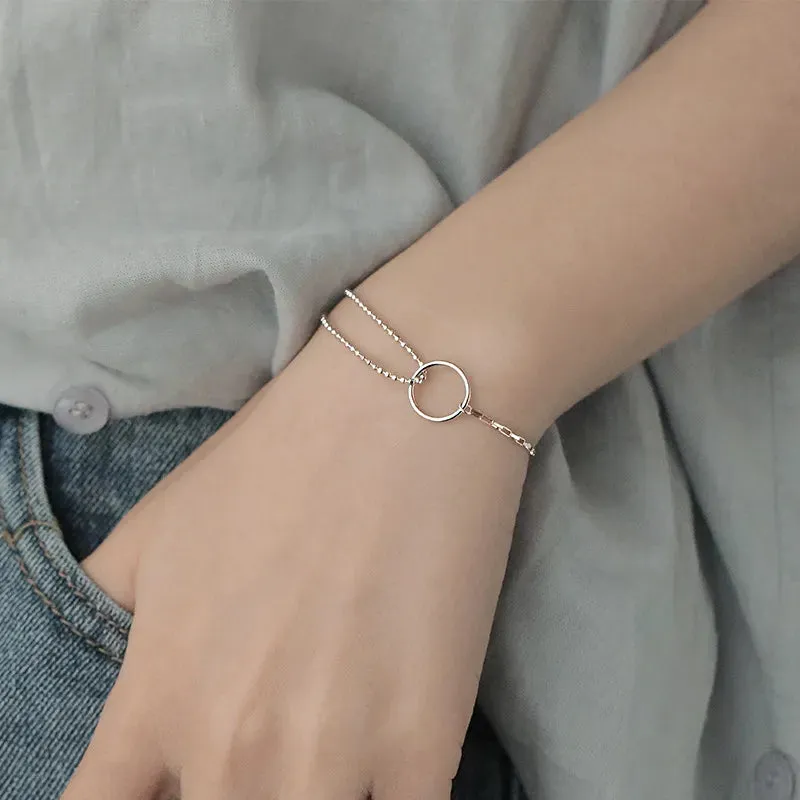 Romance 925 Sterling Silver Double Love Bracelet