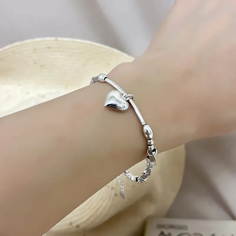 Romance 925 Sterling Silver Double Love Bracelet