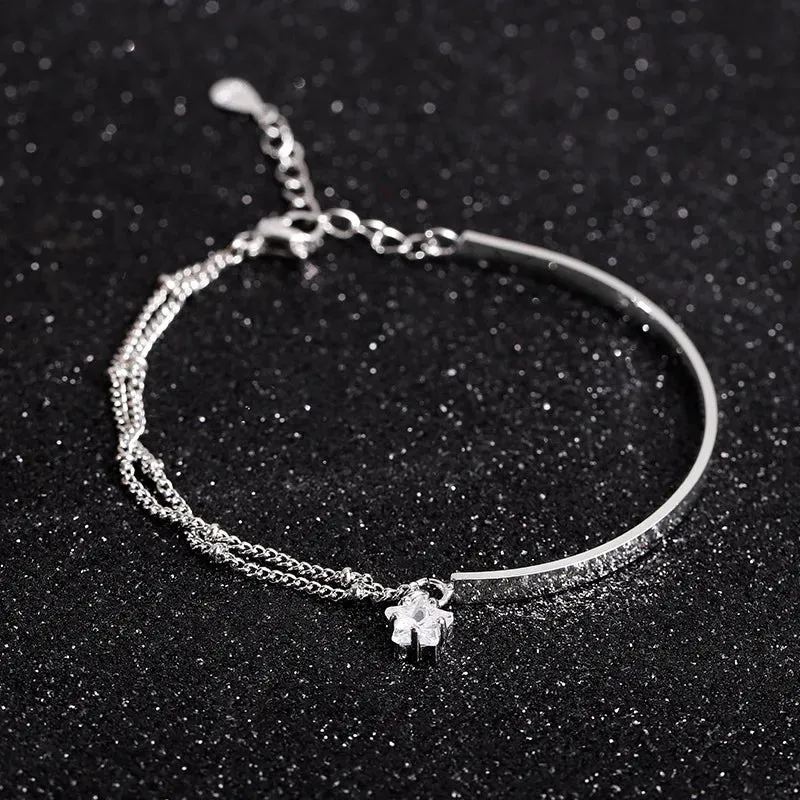 Romance 925 Sterling Silver Double Love Bracelet