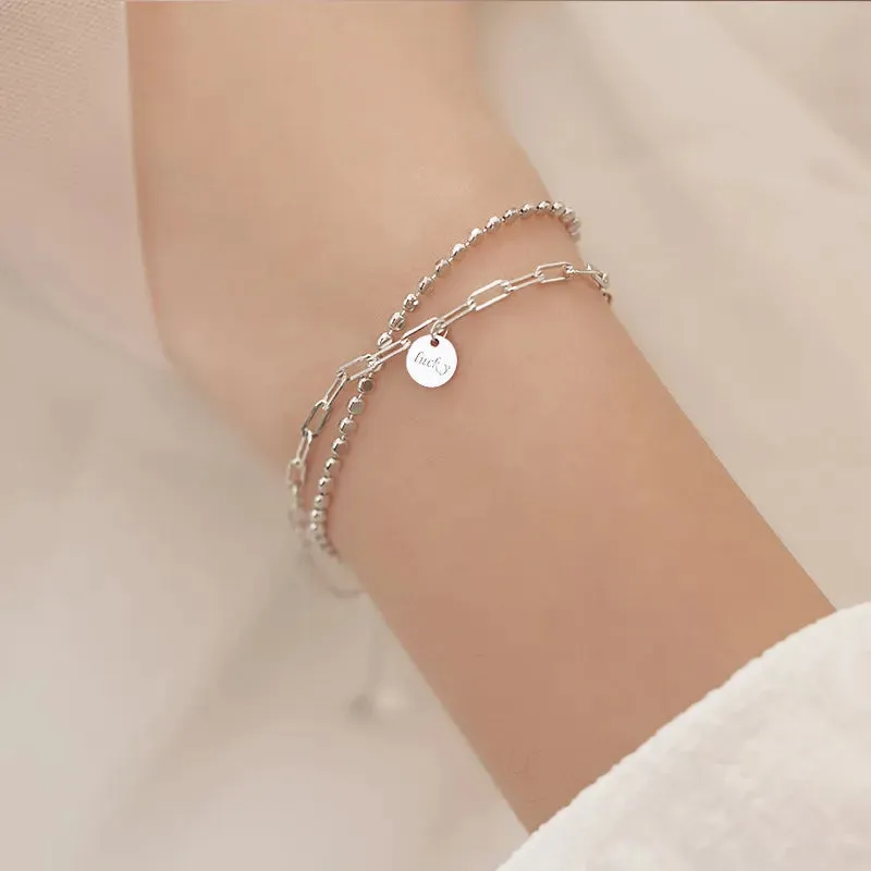 Romance 925 Sterling Silver Double Love Bracelet