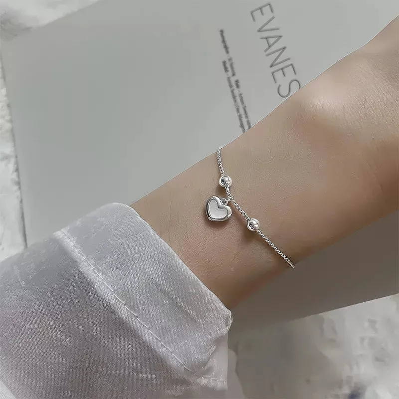 Romance 925 Sterling Silver Double Love Bracelet