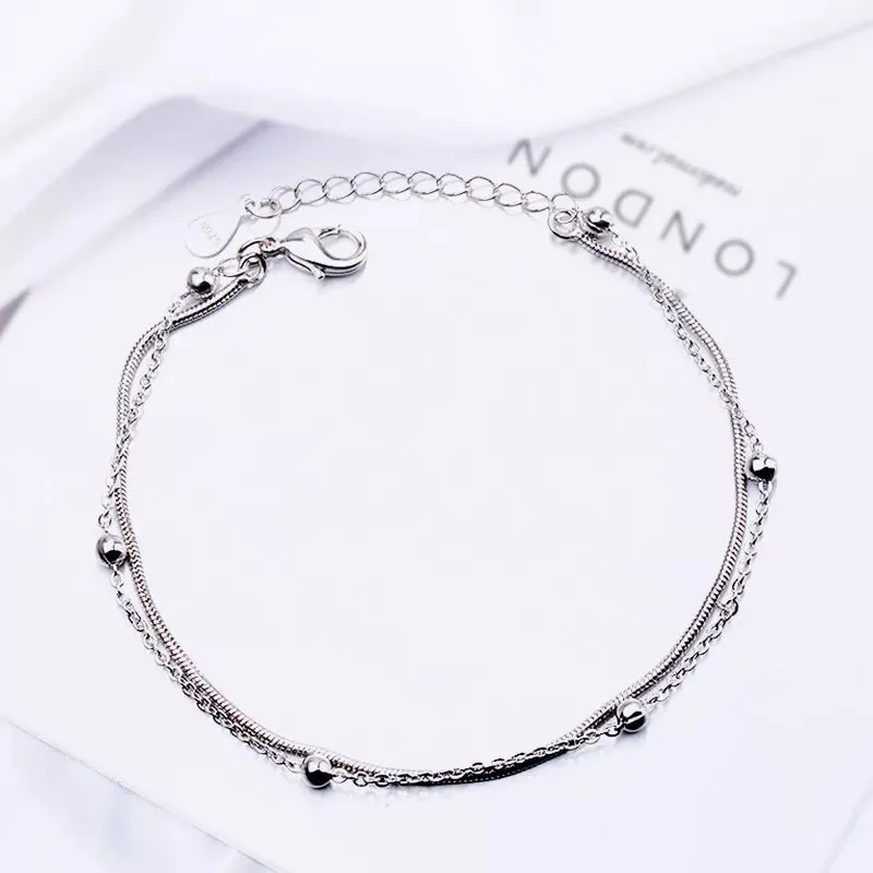 Romance 925 Sterling Silver Double Love Bracelet