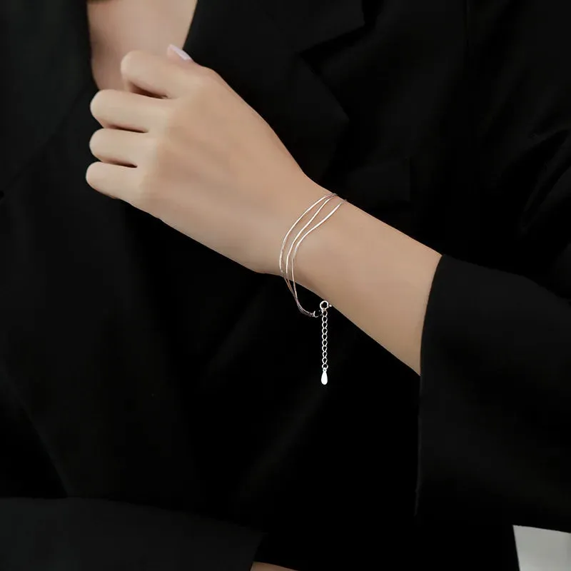 Romance 925 Sterling Silver Double Love Bracelet