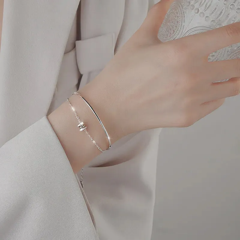 Romance 925 Sterling Silver Double Love Bracelet