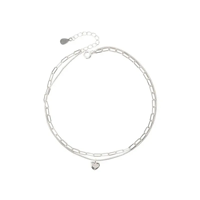 Romance 925 Sterling Silver Double Love Bracelet