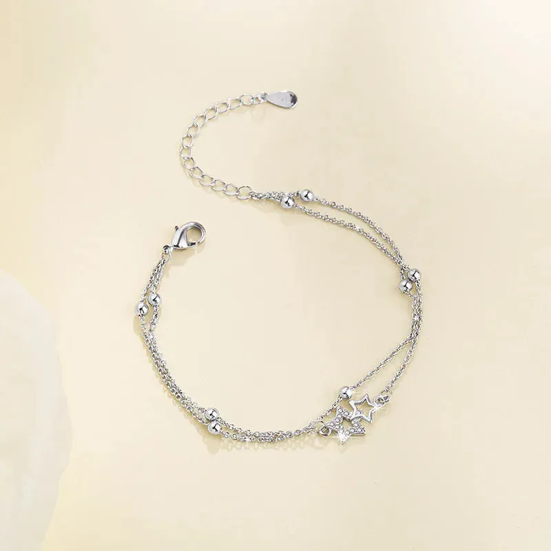 Romance 925 Sterling Silver Double Love Bracelet